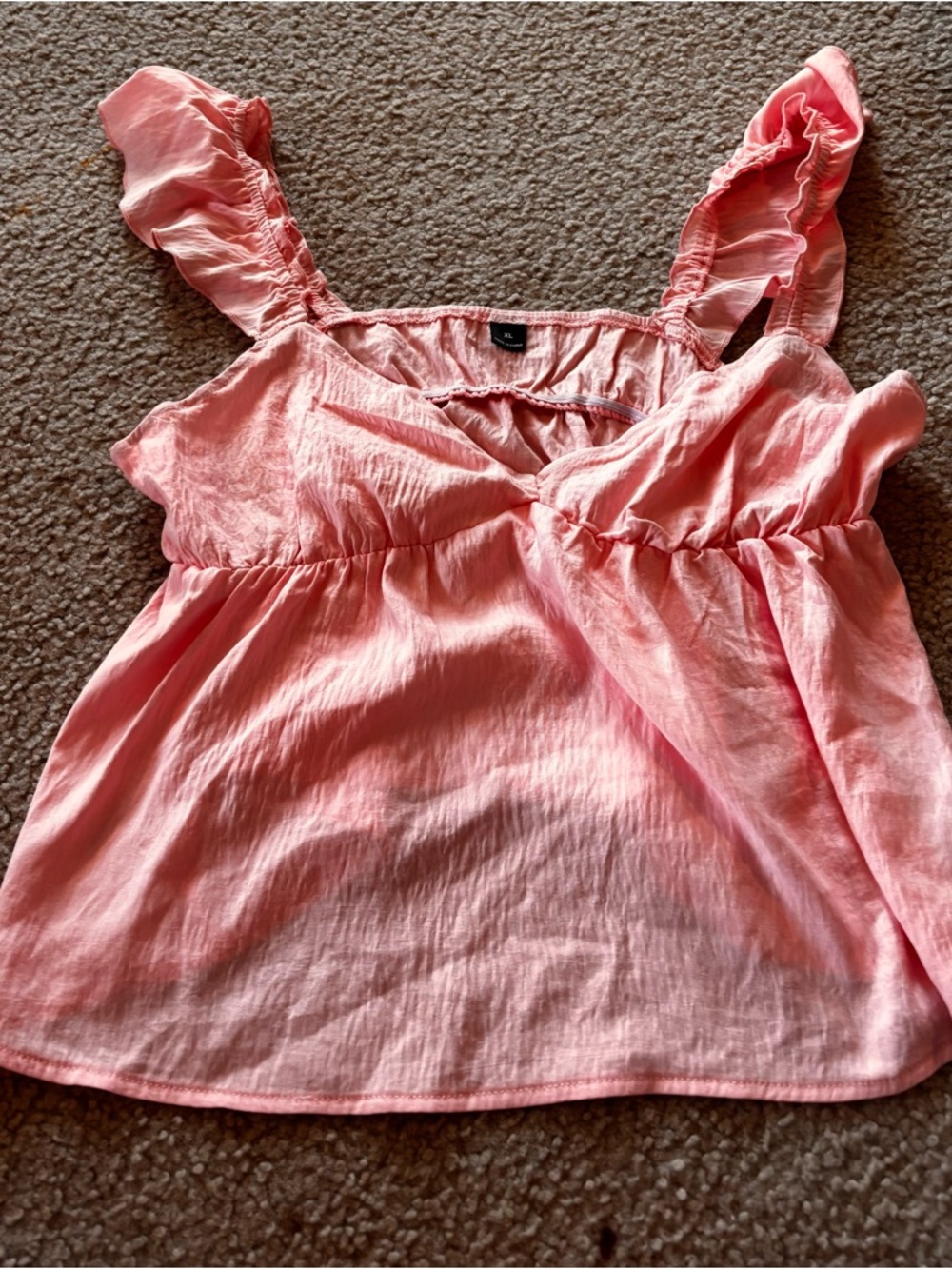 Women's Pink Ruffle Strap Tank Top